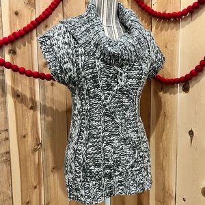 🌟HP🌟 Mudd Short Cap Sleeve Cowl Neck Chunky Knit Gray Sweater Sz.L